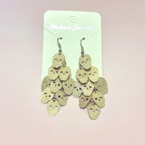 Gold Skull Chandelier Earrings